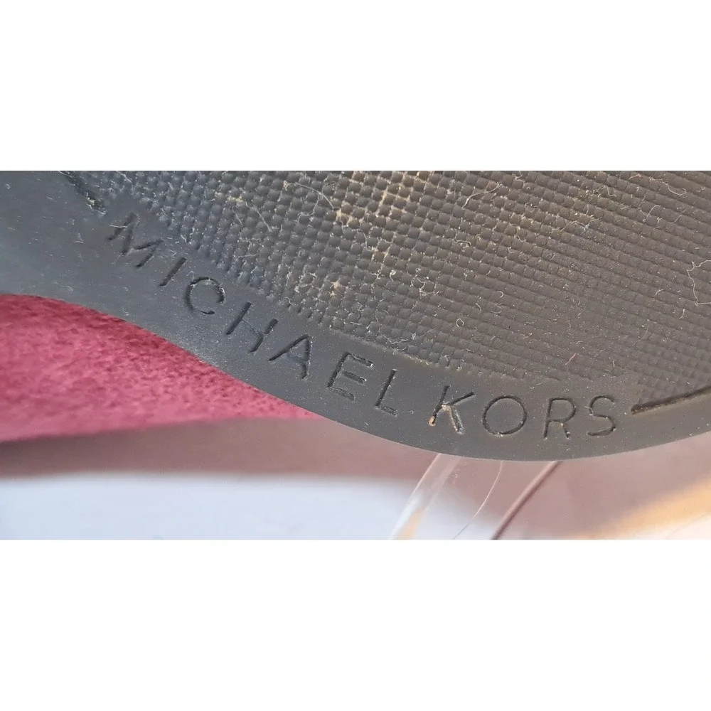 Michael Kors Womens Burgundy Suede Block Heel Ankle Boots SG21F‎ Size 9.5M